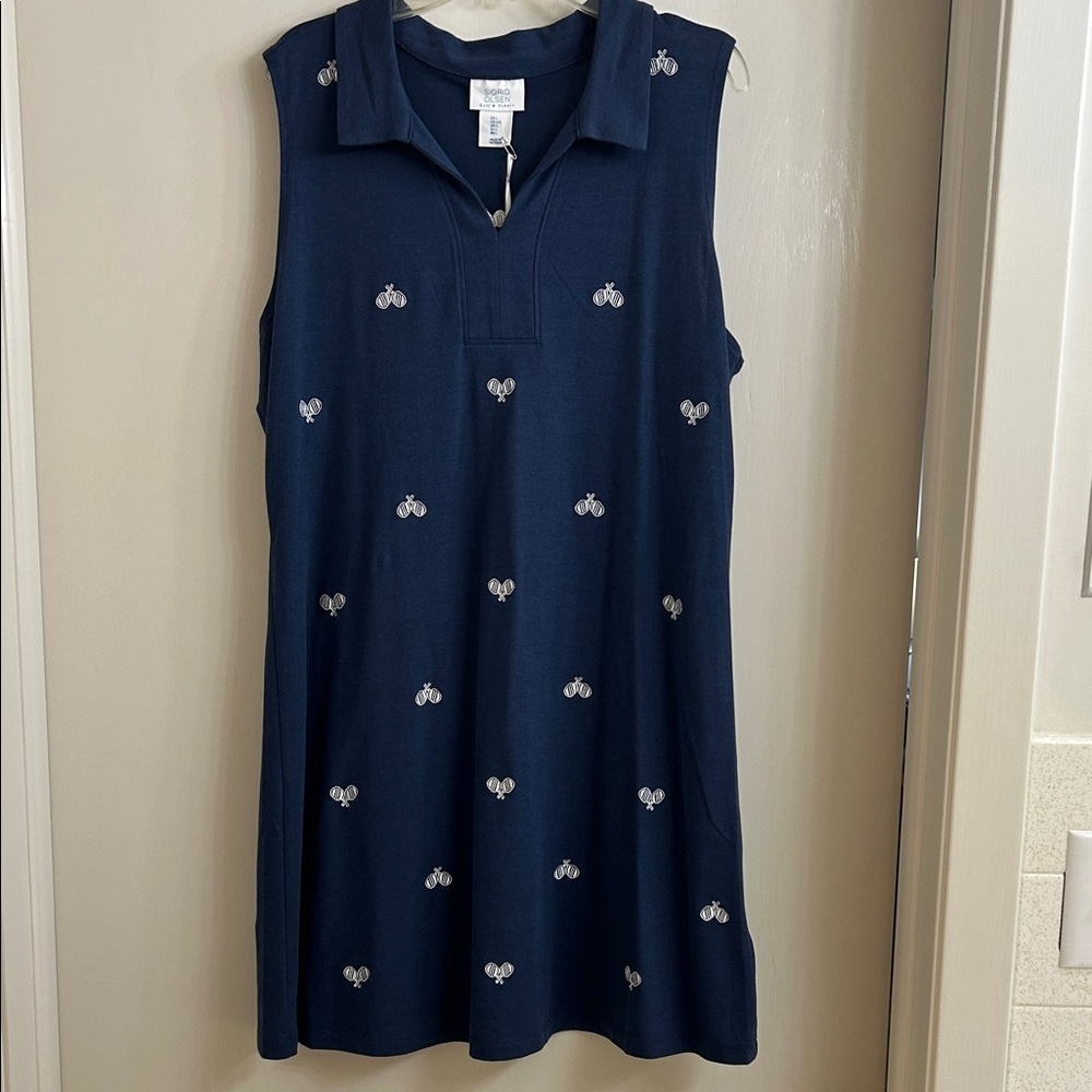 Sigrid Olsen Tennis / Pickleball Dress in navy blue & white, size L